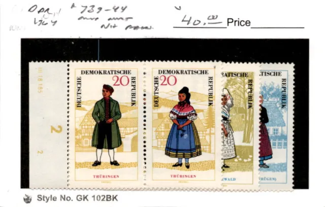 #739-744 Stamp, 1964 AU (AB) PicClick - Mint $33.30 Pairs Costumes Postage GERMANY - NH, DDR,