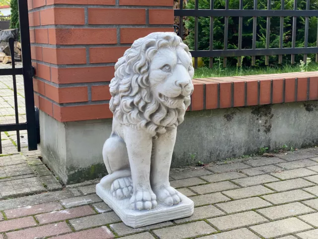 Massif Sculpture en Pierre Lion Leo Grand Direction Centre fonte de au Gel 2