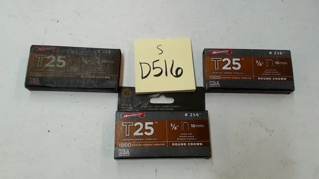 Arrow Staples #256 T25 3/8" 10mm Round Crown (Lot of 3)