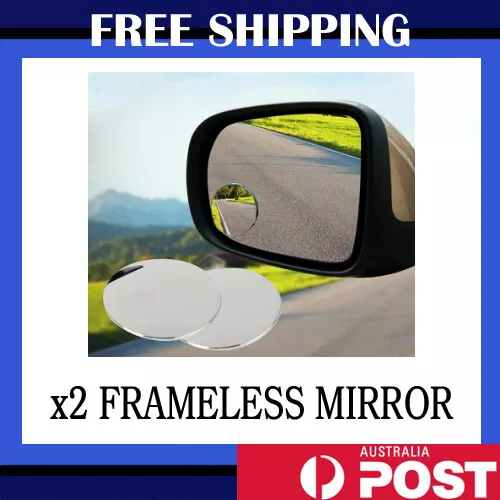 2x Blind Spot Car Mirror Rimless Wide Angle Convex Mirrors  Frameless Glass