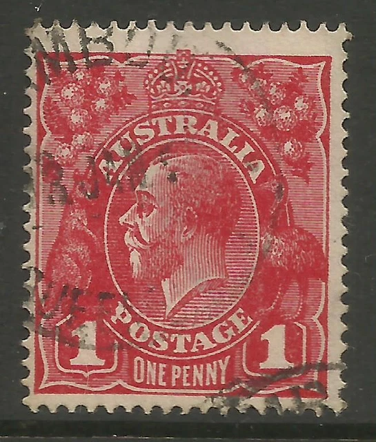 AUSTRALIA KGV KING GEORGE V One Penny Red 1d Single Watermark Used (No ...