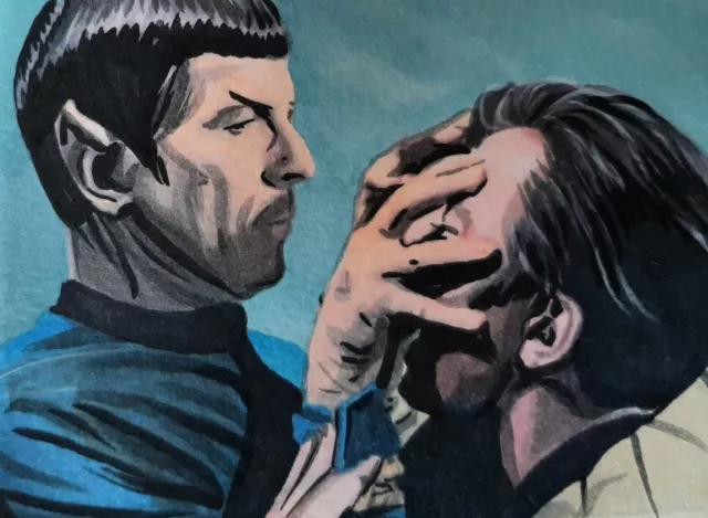 Original Star trek Spock And  Kirk aceo sketch card drawing