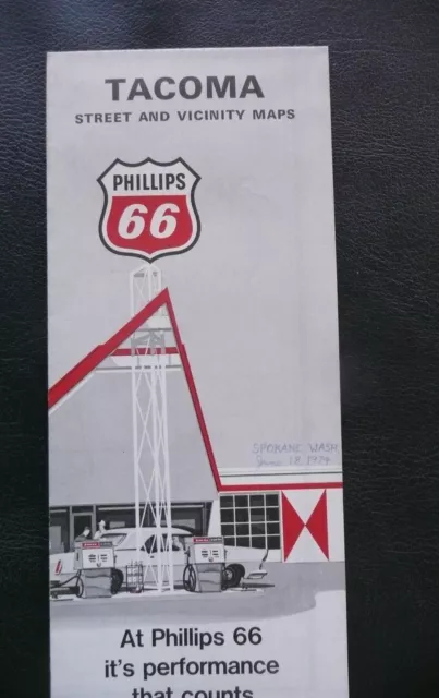 1970 Tacoma street  map Phillips 66  gas oil city Washington schools marked