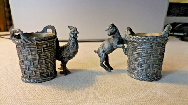 Lot De 2 Pyrogènes (porte-allumettes) En Biscuit Vintage - Couple, 12 Cm, Un Accidenté - Occasion
