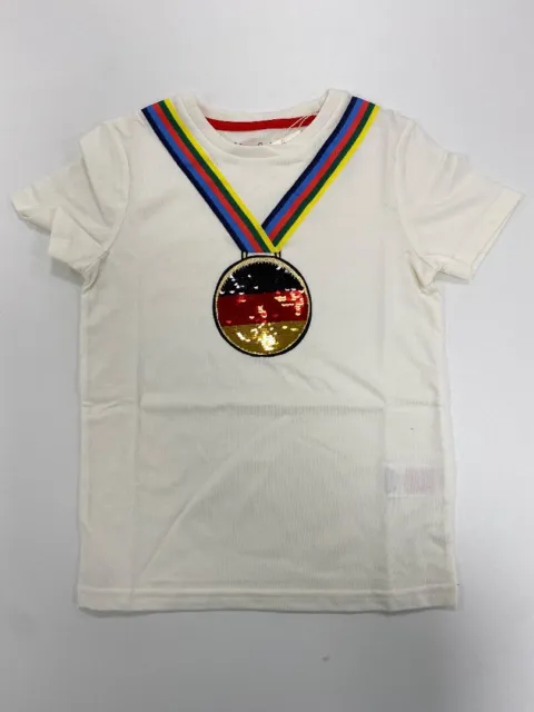 MINI BODEN Sequin Colour Change T-Shirt Age 6-7 Yrs Gold Medal Embellished BNWT