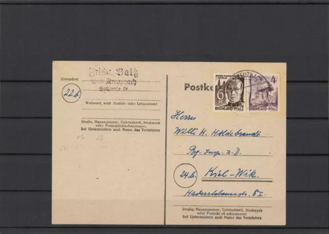 FRZ.ZONE 1948 interessante Postkarte (211967)