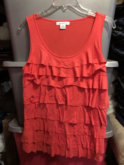 liz claiborne Pink Ruffle Front Sleeveless Blouse Size Medium