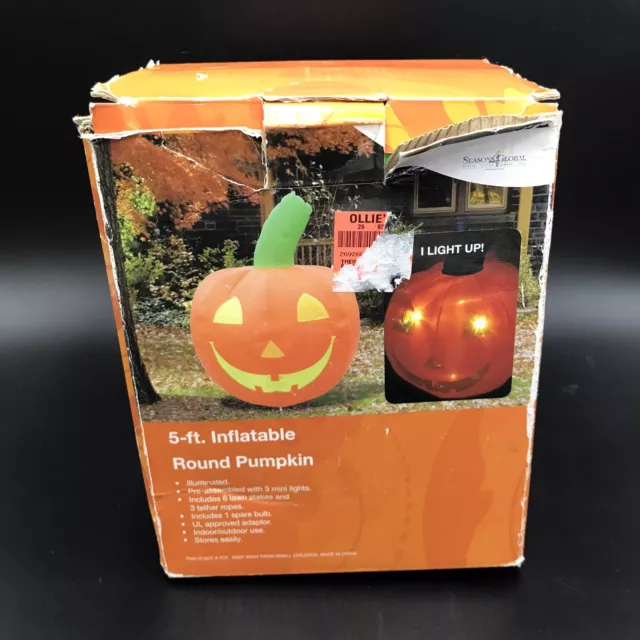 5 Foot Inflatable Round Pumpkin Blow Up Jack-o-Lantern Halloween Yard Decoration