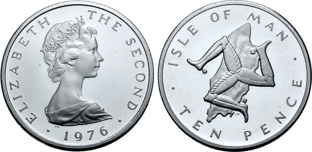 PLATINUM Isle Of Man 1976 10p pence coin