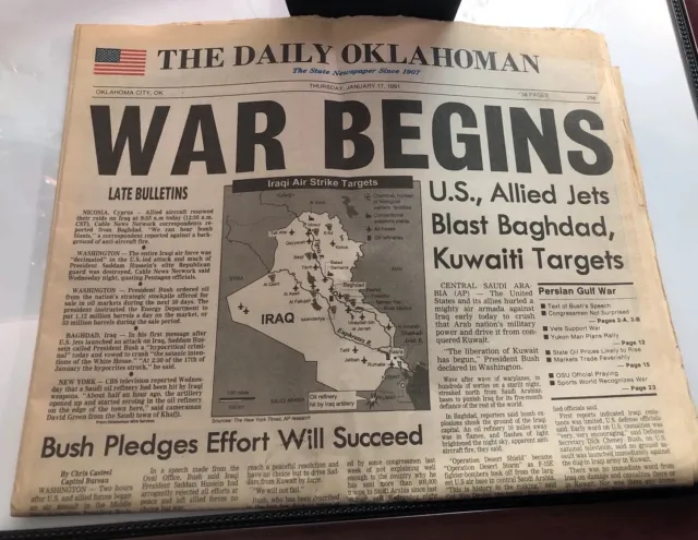 IRAQ WAR BEGINS * Daily Oklahoman Newspaper Thursday January 17,1991 News