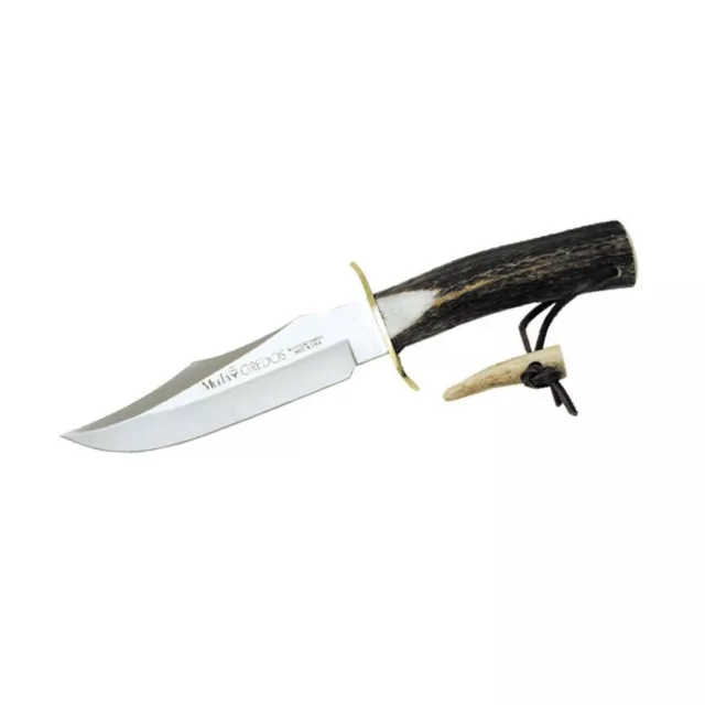 Muela Coltello Da Caccia BOWIE Manico CERVO Deer Hunting Knife Fodero Cuoio