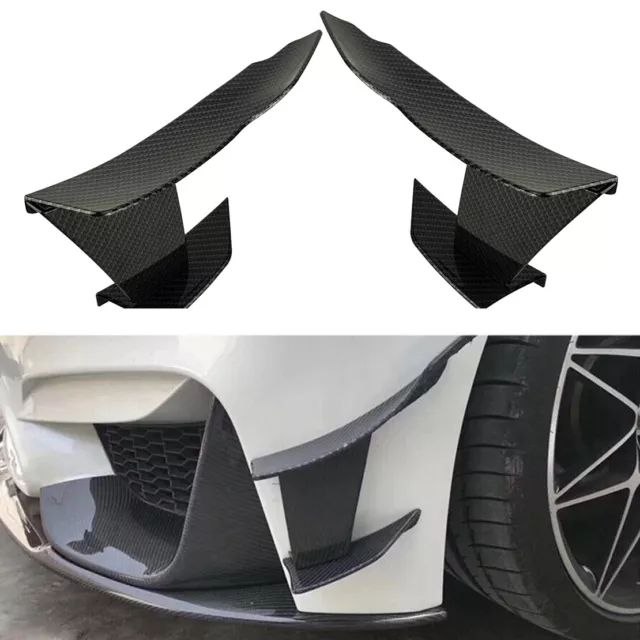 6pcs Carbon Fiber Look Car Front Bumper Lip Splitter Fins Spoiler Canards set