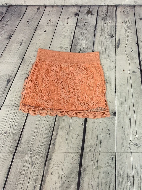 Top shop Coral Crochet Overlay Elasticated Mini Skirt Women Size 12 (EA03)