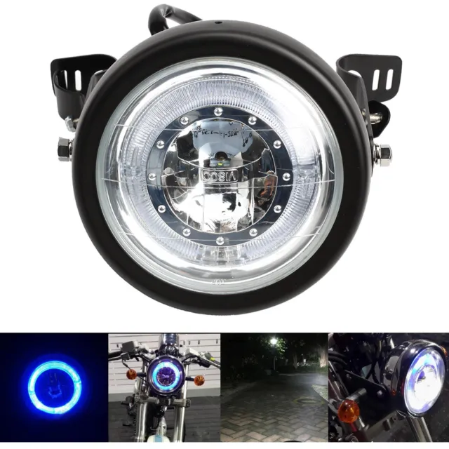 Universel 6 1/2" Inch Angel Eye LED moto Phare Projecteur Lampe Avant Hi/Lo Beam 2