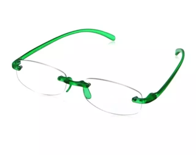 Gafas para Leer sin Montura Verde Fuerza + 4,00 de Lectura Perforadas Ligero