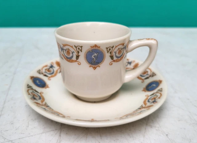 Milwaukee Road Syracuse China Galatea Demitasse Cup Saucer 1930s Railroad