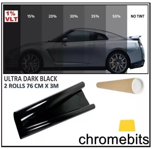 PRO LIMO BLACK 1% CAR WINDOW TINT ROLL 6M x 76CM FILM TINTING