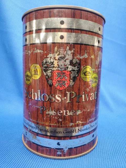 Vintage SCHLOSS-PRIVAT Pilsner- EMPTY 4 Liter SS Party Keg Beer Can - GERMANY