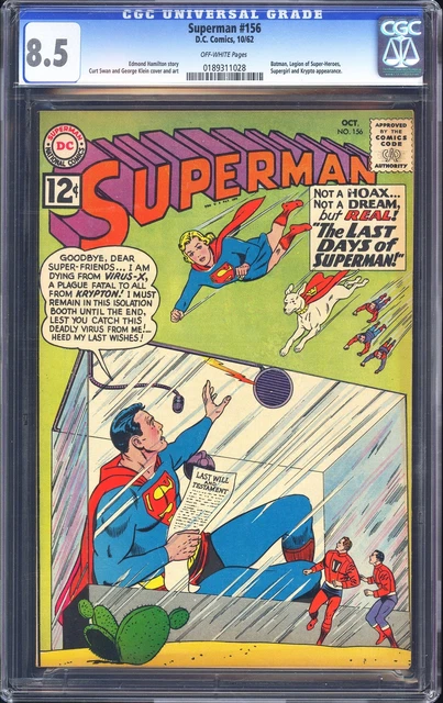 Superman #156 CGC 8.5 - BATMAN, KRYPTO APPEARANCE!