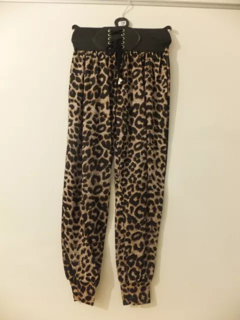 Pantaloni Larghi Ragazza 3" Elasticizzati Vita Stampa Leopardata