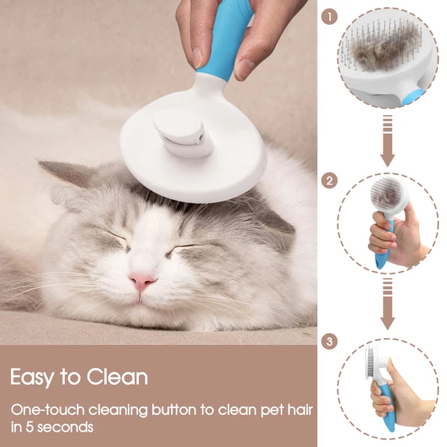 Pet Self Cleaning Brush Hair Remover Dog Cat Comb Grooming Massage Deshedding US 7