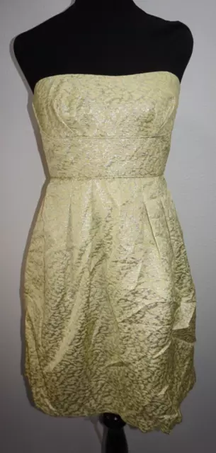 BCBG Max Azria Yellow Silver Short Sheath Strapless Homecoming Dress Sz S 4