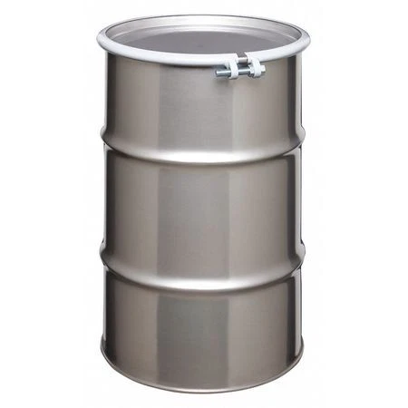 Zoro Select St3004 Open Head Transport Drum, 304 Stainless Steel, 30 Gal,