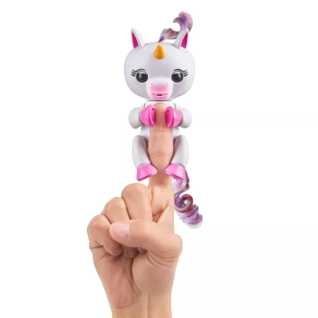 Fingerlings Einhorn wei� mit Regenbogenm�hne, interaktives Spielzeug, reagiert a