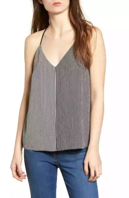 Socialite Nordstrom Tank Top Size M T-Back Black White Mixed Striped NEW B61