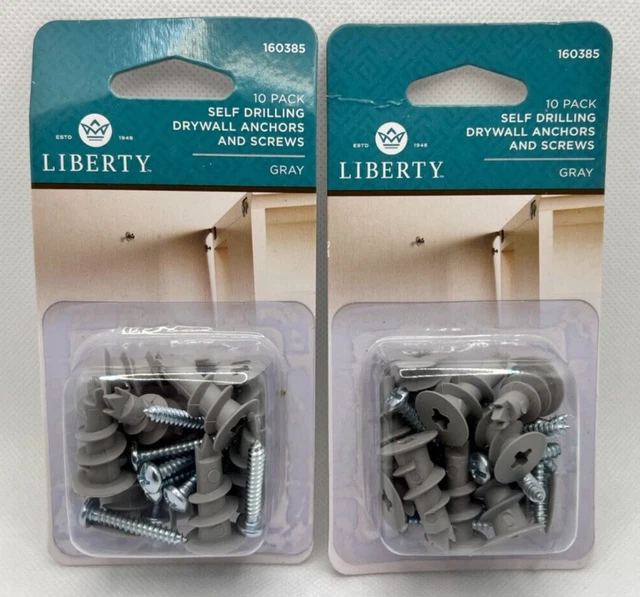 Lote de 2 anclajes y tornillos para paneles de yeso autoperforantes Liberty 160385, 10 piezas nuevos