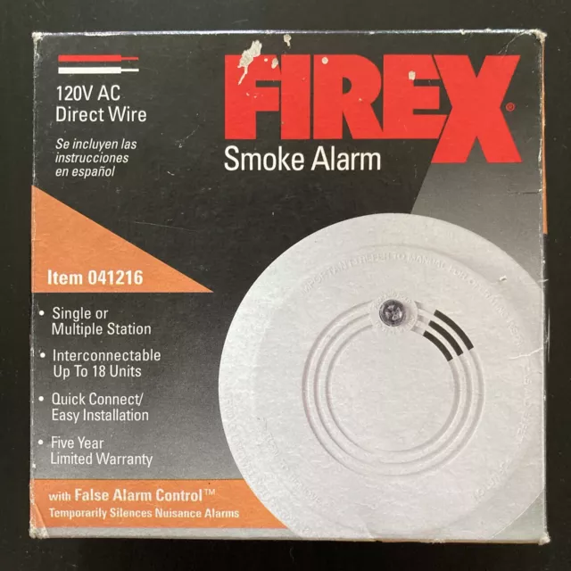 FireX 041216 AC Smoke Alarm Detector Wired 120V AC New Open Box