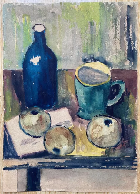 Stilleben. Wohl Paul Cezanne-Schule. Gemalt: Wasserfarben um 1950-60. 21,5x30 cm