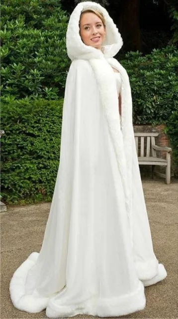 BRIDAL FAUX FUR AND SATIN IVORY MAXI CAPE  ( LONG 140cm )