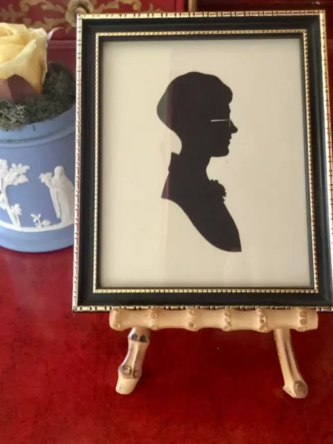 Vintage Hand-cut Silhouette of Young Man (Rontley), signed Hubert Leslie, framed