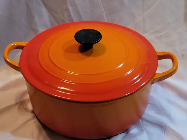 Vintage Le Creuset Dutch Oven “D” Orange Color Cast Iron with Lid