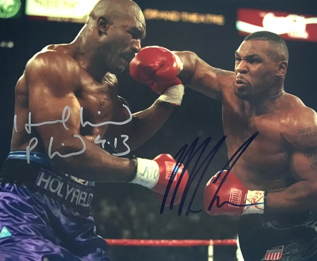 Evander Holyfield & Mike Tyson Box-Autogramm Foto A4 - Ideal Für Box-Fans