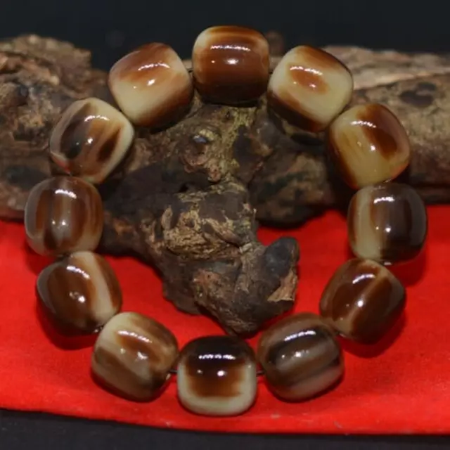 Natural Tibetan Yak Horn Bracelet To Ward Off Evil Blood Silk Buddha Beads