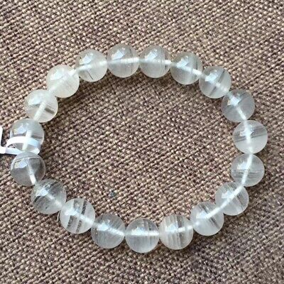 10.5mm Natural white Phantom Ghost Garden Quartz Crystal Beads Bracelet AAA