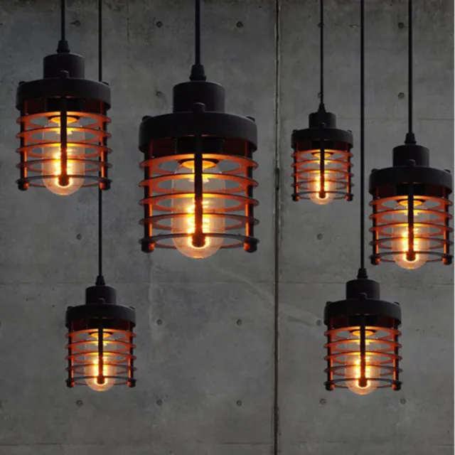 Retro Industrial Iron Hanging Light Punk Ceiling Lamp Cafe Chandelier Pendent