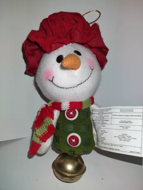 Avon Christmas Holiday Door Decoration Hanging Plush Snowman Jingle Bell 8"