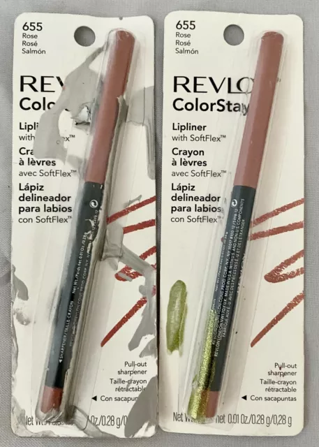 Lot of 2: NEW Revlon ColorStay Lip Liner Lipliner Definer in 655 Rose (Sealed)