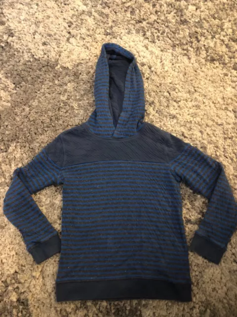 Tucker + Tate boys blue and gray stripped hooded shirt, size 5 *