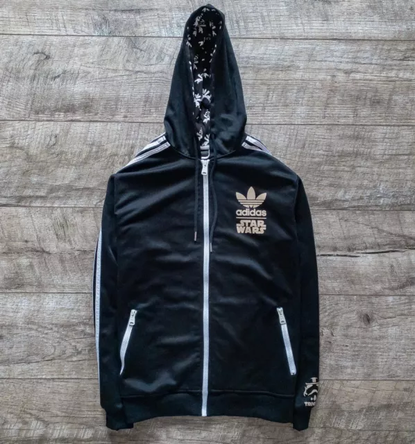 Adidas Vintage Star Wars Hoodie Jacket Storm Trooper Black Rare P99646 Track