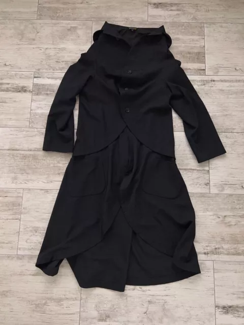 Womens Comme des Garcons Trench Coat Long Black Cotton Size L Made in Japan