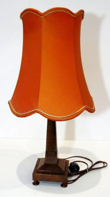 Vintage Art Deco Timber Lamp Base with Period Shade