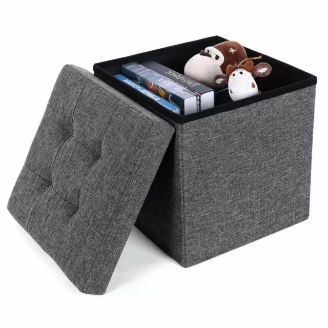 Ottoman Storage Seat Stool Trunk Toy Chest Bedding or Blanket Box Folding Bench 2