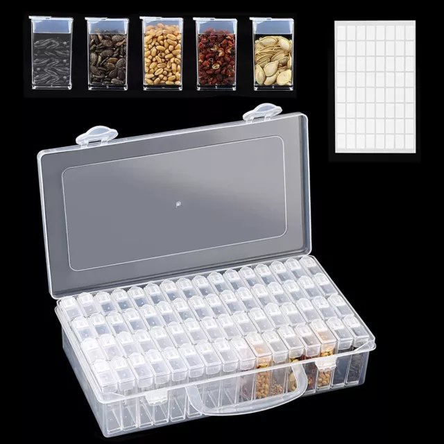 64 Slot Plastic Seed Storage Box Jewellery Earring Nail Art Beads Case Container