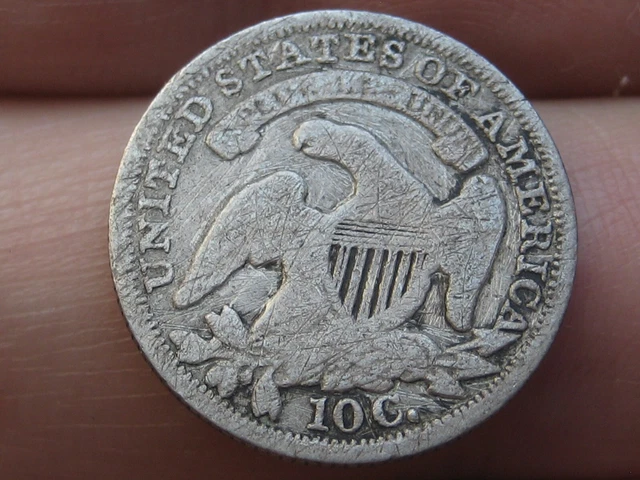 1834 Capped Bust Silver Dime 10 Cent Piece- Large 4, VG Details