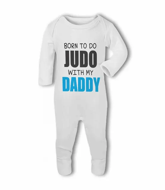 Born to do Judo with my Daddy/Mummy pink/blue - Baby Romper Suit by BWW Print...