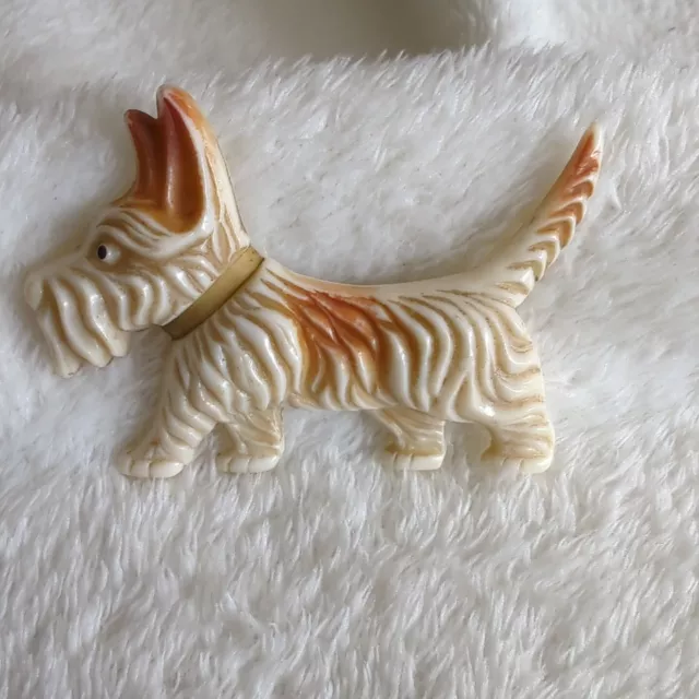 Vintage Art Deco Celluloid Scottie Dog Brooch Pin